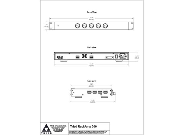 Triad RACKAMP 300 subwoofer forsterker Monoforsterker 300W med delefilter