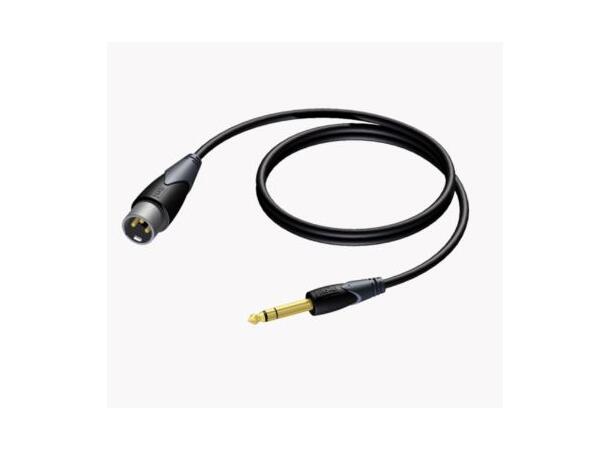 Procab CLA724 XLR M - JackStereo M 10m HQ, XLR han - 6,3mm Jack han stereokabel