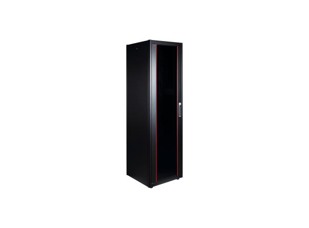 Lande Gulvskap Svart 42U B600x D600 Glassdør foran, Perforert bak