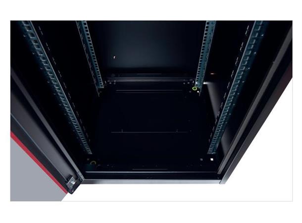 Lande Gulvskap Svart 42U B600x D600 Glassdør foran, Perforert bak