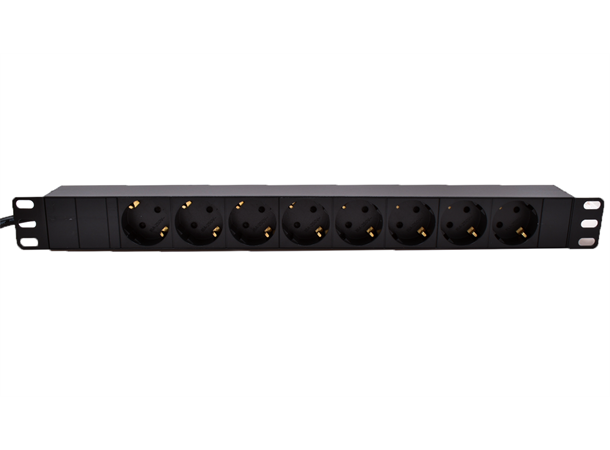 LinkIT 19" Strømskinne 8xCEE 7/4 2m CEE 7/7,  u/bryter, 2,0 meter, 16A 3600W
