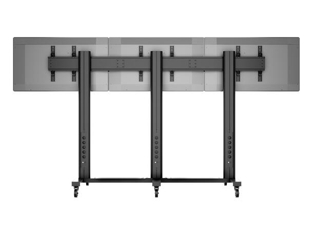Multibrackets TV gulvstativ 3 skjermer 40-55", 800x400, maks 120kg på hjul