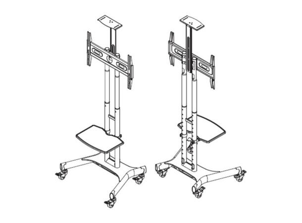 Multibrackets TV gulvstativ Basic 150 50kg, 600x400, ink hylle, 32-60" på hjul