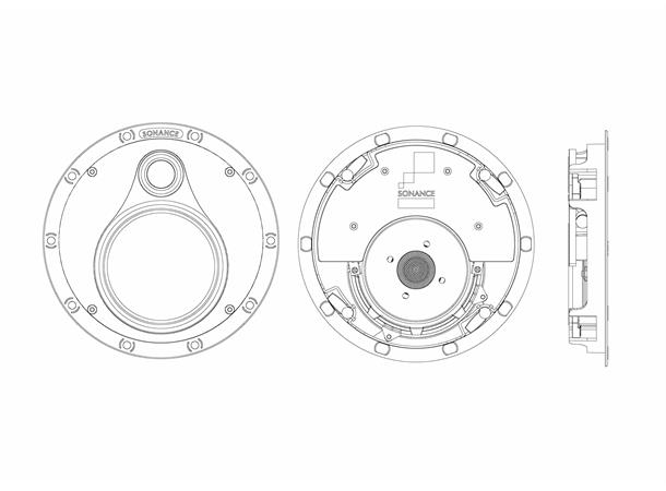 Sonance VP52R UTL innfellingshøyttaler Perfekt i lave lektelag,  kun 36mm dyp