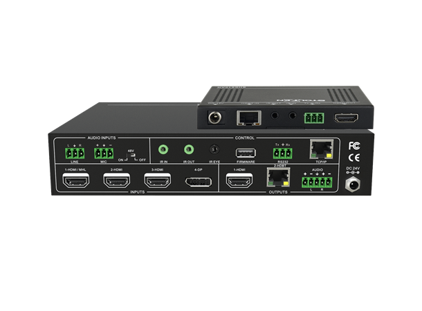 Stoltzen SSM42T 18G Matrix Switcher 4x2 1x DP MST+, 3x HDMI, 2x lyd & HDbaseT