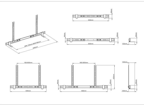 TV feste universal for SoundBar VideoBar VESA 600x500 passer 55-110"