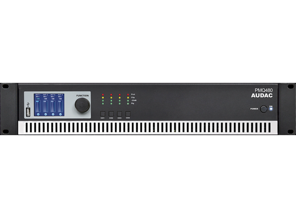 Audac PMQ480 4-kanal 100V DSP-forsterker, 4x480W RMS, RS232