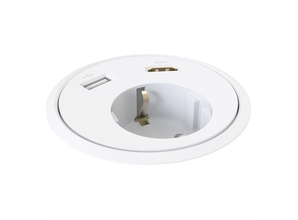 Kondator Powerdot 1xStrøm 4xKabelhull Justerbar i 3 nivåer H89mm Sort