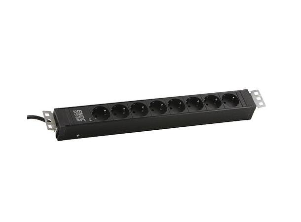 Strømforgrener 8 Uttak 19" Schuco 2.5m PDU Strømskinne 1U 16A 3600W 8xCEE 7/4