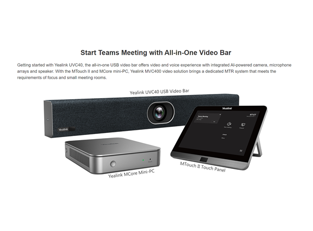 Yealink MVC400 C3 Videokonferansesystem MS Teams løsning - små møterom