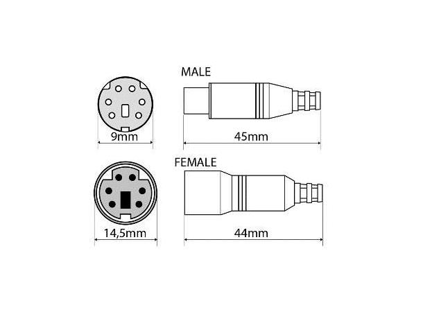 Alpine KWE-CAM5D Waeco 5pin mini DIN til Direktekamera inn/ut