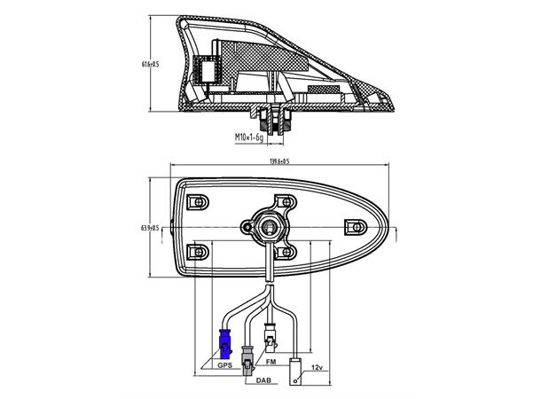 ConnectED FM/DAB/GPS-haifinne antenne For montering på tak