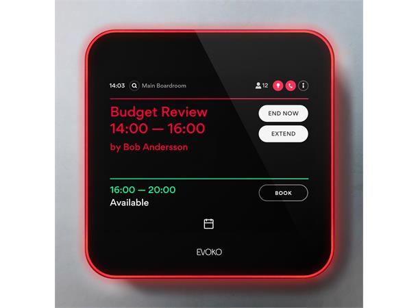 Evoko Liso Room Manager 8" touch Møterom bookingpanel