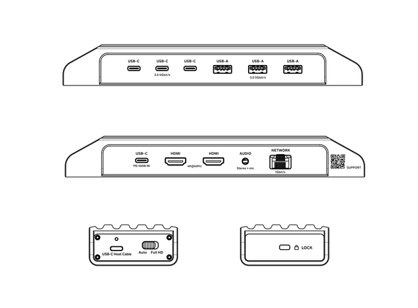 Unisynk Pro AV Dock - Conferencing Hub 1in x 2out | 3840x2160 60Hz
