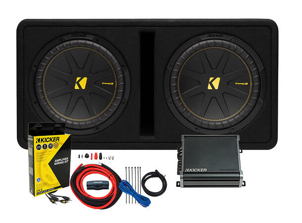 Kicker KickPack™ - KPC2x12 basspakke Kasse, Amp og Kabelsett komplett pakke!!
