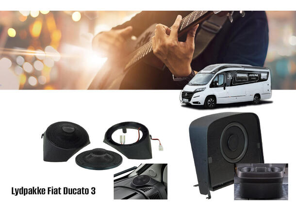 PnP Lydpakke Fiat Ducato 3 V 8/9 Lydoppgradering høyttalere sub m/amp