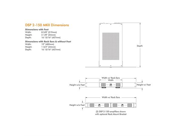 Sonance DSP 2-150 MK II effektforsterker 2x150W 8Ohm, 2x2245W4 Ohm