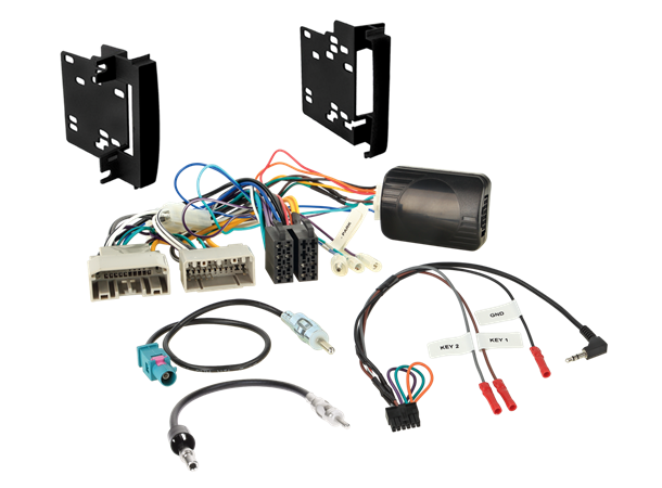 2DIN KIT til Jeep/Chrysler/Dodge Radioramme + rattkontroll adapter