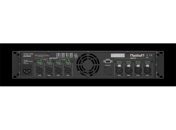 Audac SMQ1250 DSP forsterker 4x1250W DSP-forsterker, 4x1250W RMS, RS232