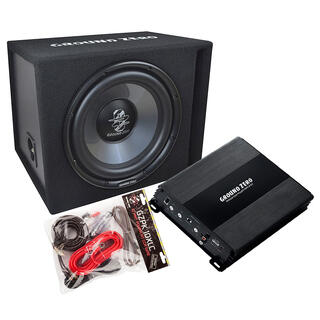 Ground Zero Iridium Basspakke 1x12" 12" basskasse + forsterker + kabler