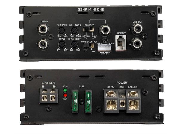 Ground Zero GZHA Mini ONE, 630W RMS @ 1 Hydrogen monoblokk med auto on/off