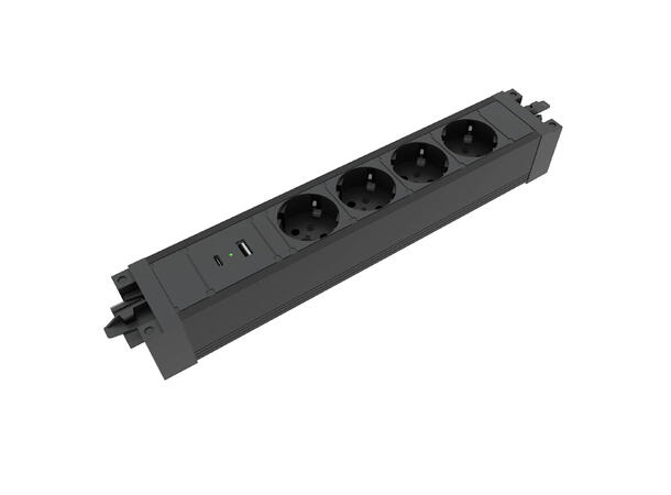 Strømforgrener 4 Uttak Wieland PDU Strømskinne 16A 4 uttak USB A USB C