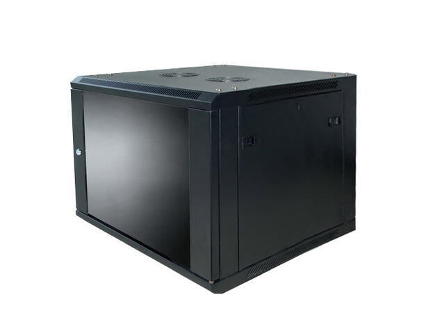 Veggskap 19" 9U, B600xD600xH505 Glassdør foran