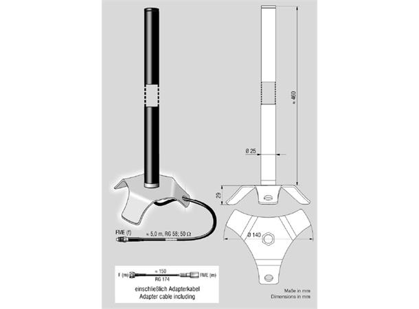 ANTENNENSYSTEME DAB-antenne - FME Leveres med bordstativ