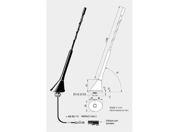 ANTENNENSYSTEME DAB-antenne - Fakra Passiv antenne for montering på tak