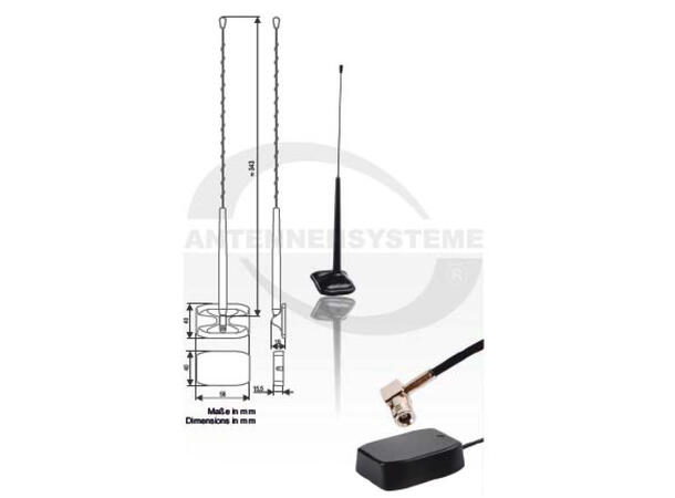 ANTENNENSYSTEME DAB-antenne - SMB Aktiv vindusantenne med utvendig pisk