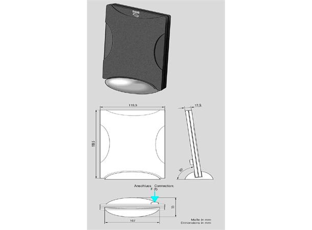 ANTENNENSYSTEME DAB-antenne - F-kontakt For montering på bord
