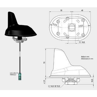 ANTENNENSYSTEME DAB-antenne - Fakra Passiv sharkantenne for takmontering
