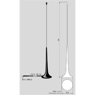 ANTENNENSYSTEME DAB-antenne - SMB For montering på tak (magnetfeste)
