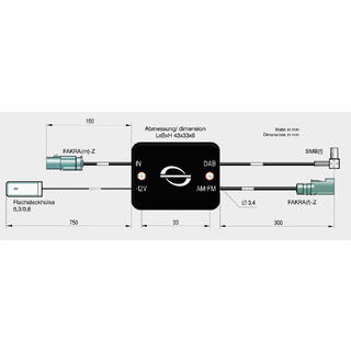 ANTENNENSYSTEME FM/DAB splitter - SMB FAKRA (Hann) -> FAKRA (Hunn)