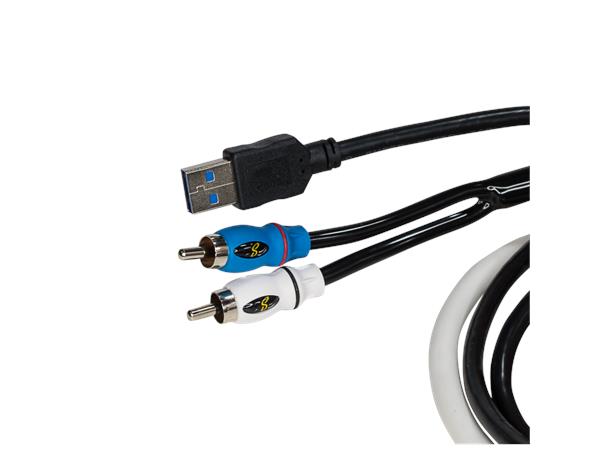 Stinger Marine AUX og USB SMRAUXUSB3 0,5m RCA/ USB -->AUX/USB innfelling