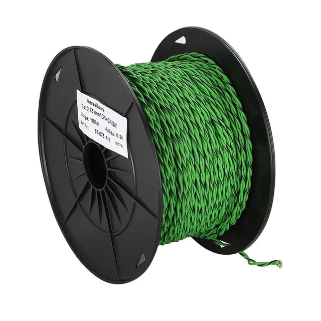 Installasjonskabel, 2x0.75mm2 grønn 0,75mm2, Grønn/Grønn-sort, tvunnet OFC 
