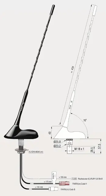 ANTENNENSYSTEME FM/DAB/DVB-T - Fakra Kombiantenne for montering på tak 