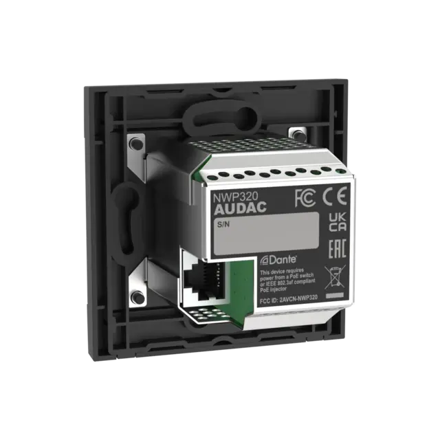 Audac NWP320/W Dante input Dante™/AES67, 2 x XLR + 3.5 mm jack + BT 