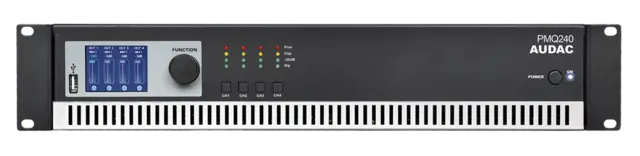 Audac PMQ240 4-kanal 100V DSP-forsterker, 4x240W RMS, RS232 