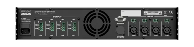 Audac PMQ240 4-kanal 100V DSP-forsterker, 4x240W RMS, RS232 