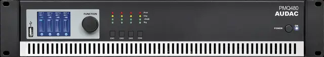 Audac PMQ480 4-kanal 100V DSP-forsterker, 4x480W RMS, RS232 