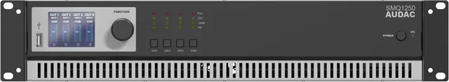 Audac SMQ1250 DSP forsterker 4x1250W DSP-forsterker, 4x1250W RMS, RS232 