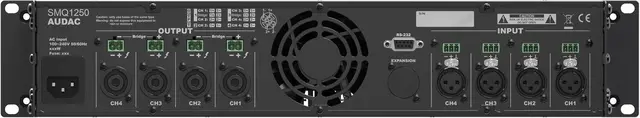 Audac SMQ1250 DSP forsterker 4x1250W DSP-forsterker, 4x1250W RMS, RS232 