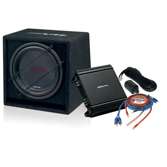 Alpine SBG-30KIT basspakke 800W 12" i kasse m/kabler og 250W forsterker 