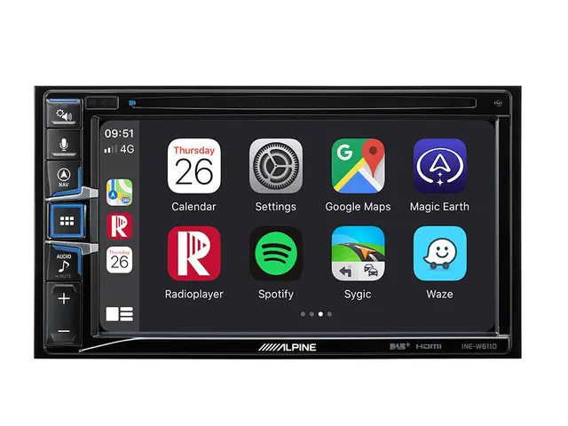 Alpine INE-W611D hovedenhet AVN 4x50W 6,5" skjerm DAB USB AUX 