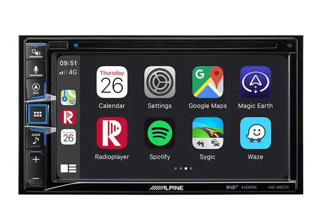 Alpine INE-W611DC Camper hovedenhet AVN 4x50W 6,5" skjerm DAB USB AUX 