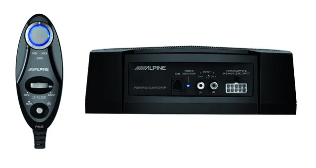 Alpine PWE-V80 - aktiv subwoofer 8" (20cm), 160W, High level inn, LP filt 