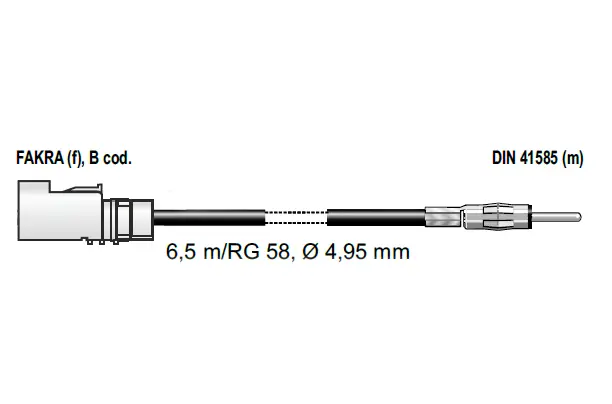 ANTENNENSYSTEME Premium kabel Skjøtekabel FAKRA (Hunn) DIN (Hann) 6,5m 