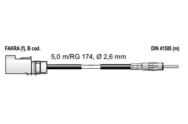 ANTENNENSYSTEME Premium kabel Skjøtekabel FAKRA (Hunn)->DIN (Hann) 5m 