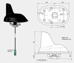 ANTENNENSYSTEME DAB-antenne - Fakra Passiv sharkantenne for takmontering